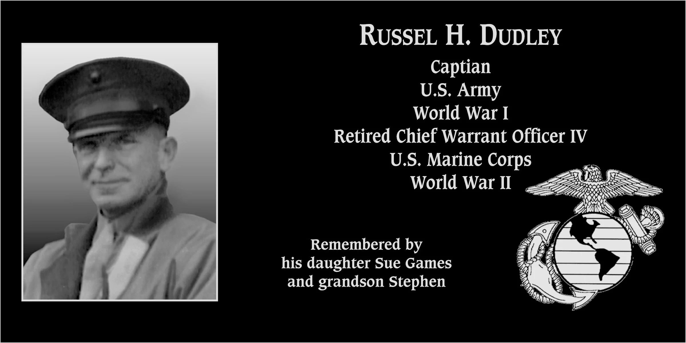 Chief Warrant Officer 4 Russel H Dudley Mt Soledad Virtual Plaque