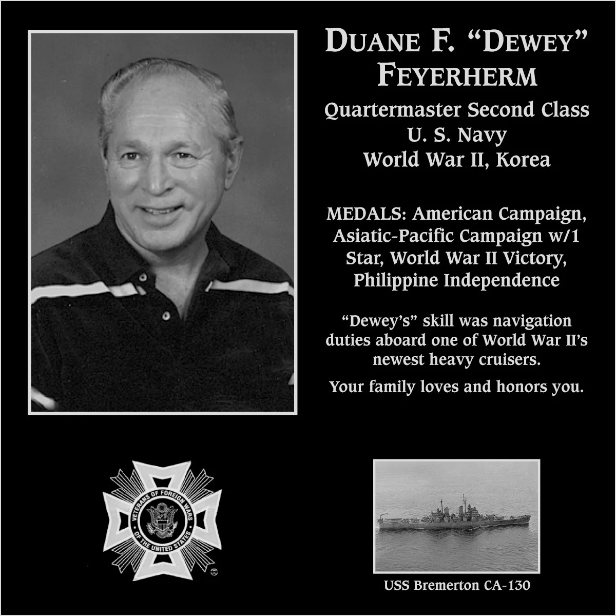 Duane F “Dewey” Feyerherm