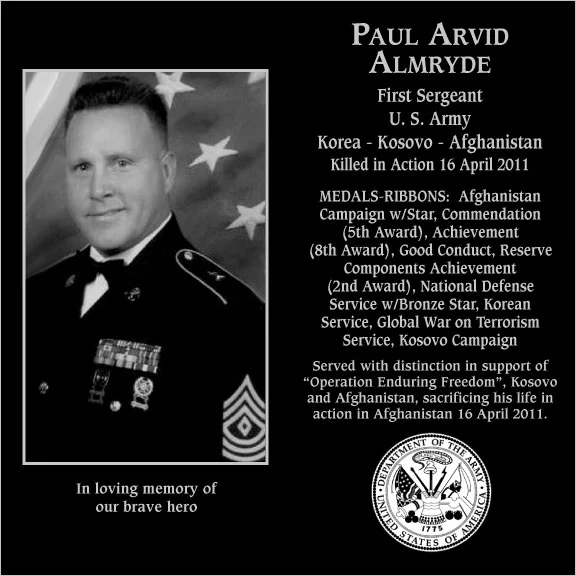 First Sergeant Paul Arvid Almryde | Mt. Soledad Virtual Plaque