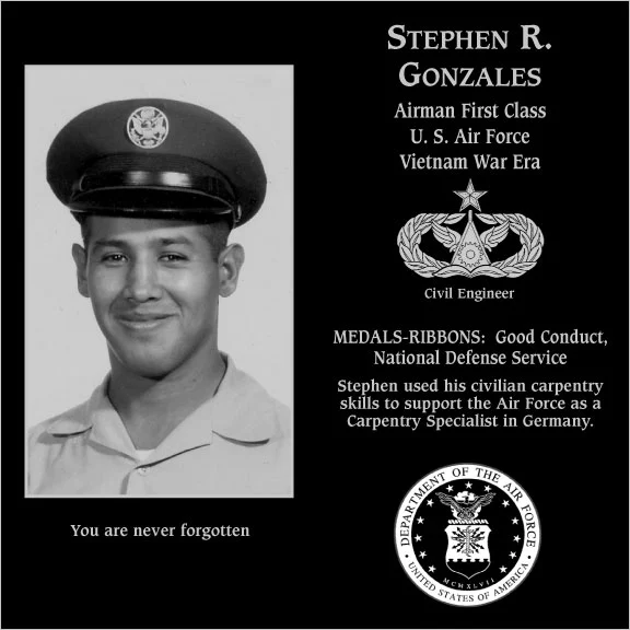 Airman First Class Stephen R Gonzales | Mt. Soledad Virtual Plaque