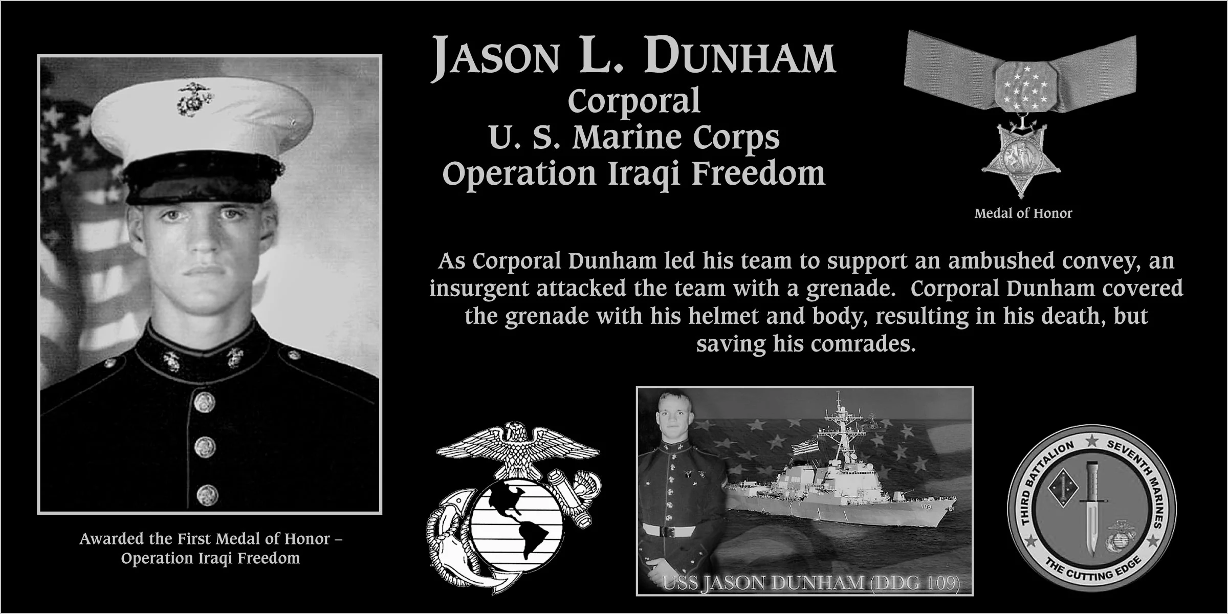 Corporal Jason L Dunham | Mt. Soledad Virtual Plaque