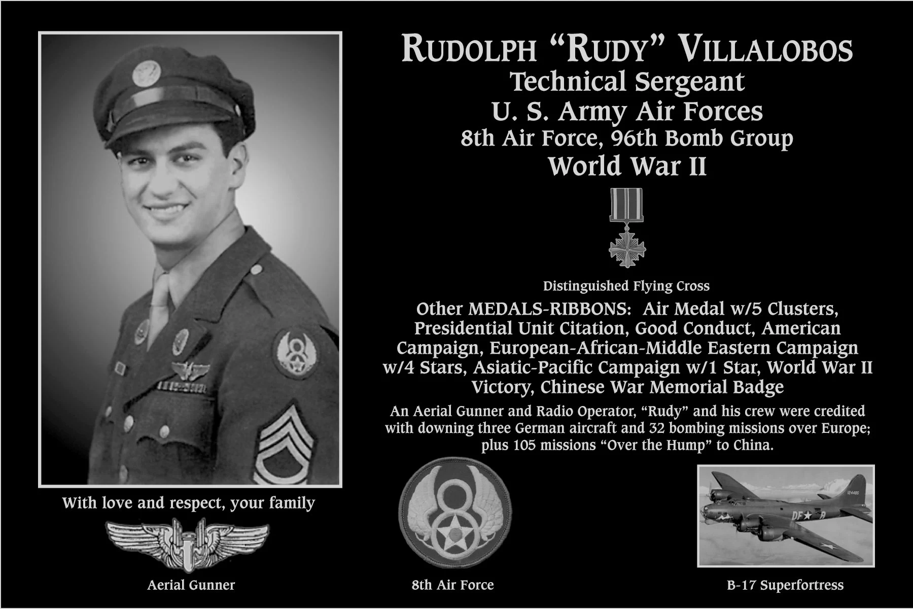 Technical Sergeant Rudolph Villalobos Mt. Soledad Virtual Plaque