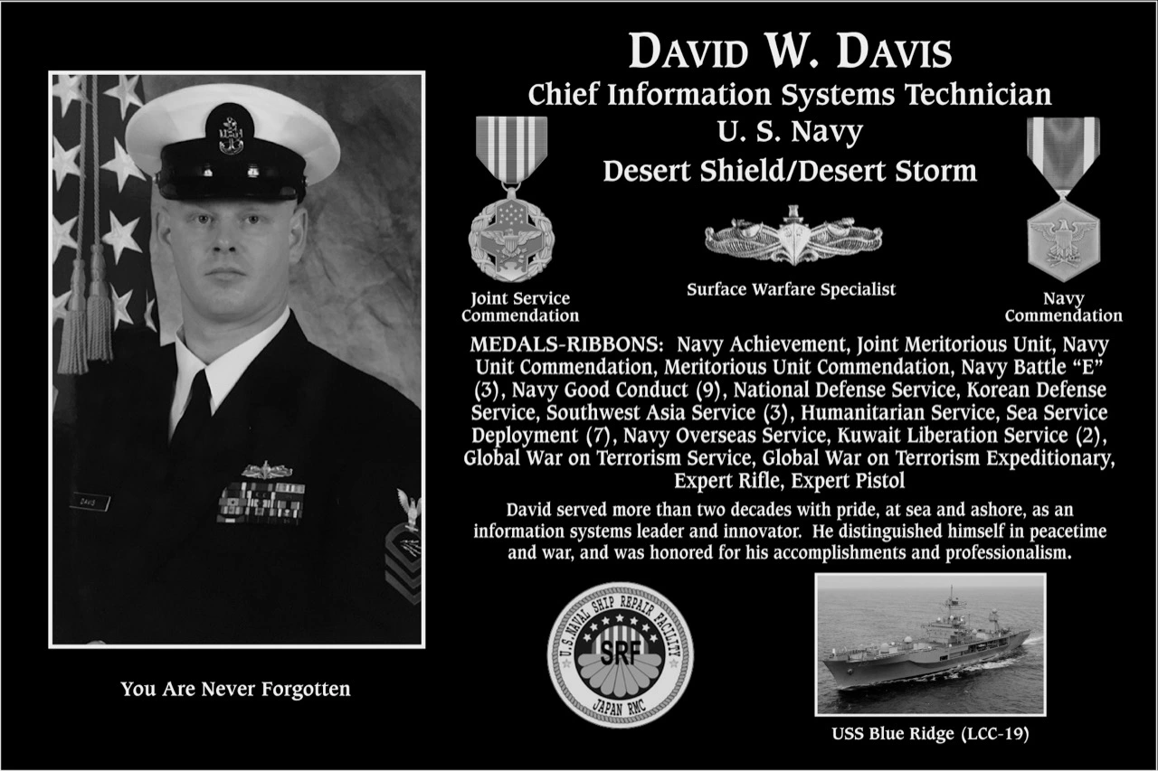 Chief Petty Officer David W Davis | Mt. Soledad Virtual Plaque