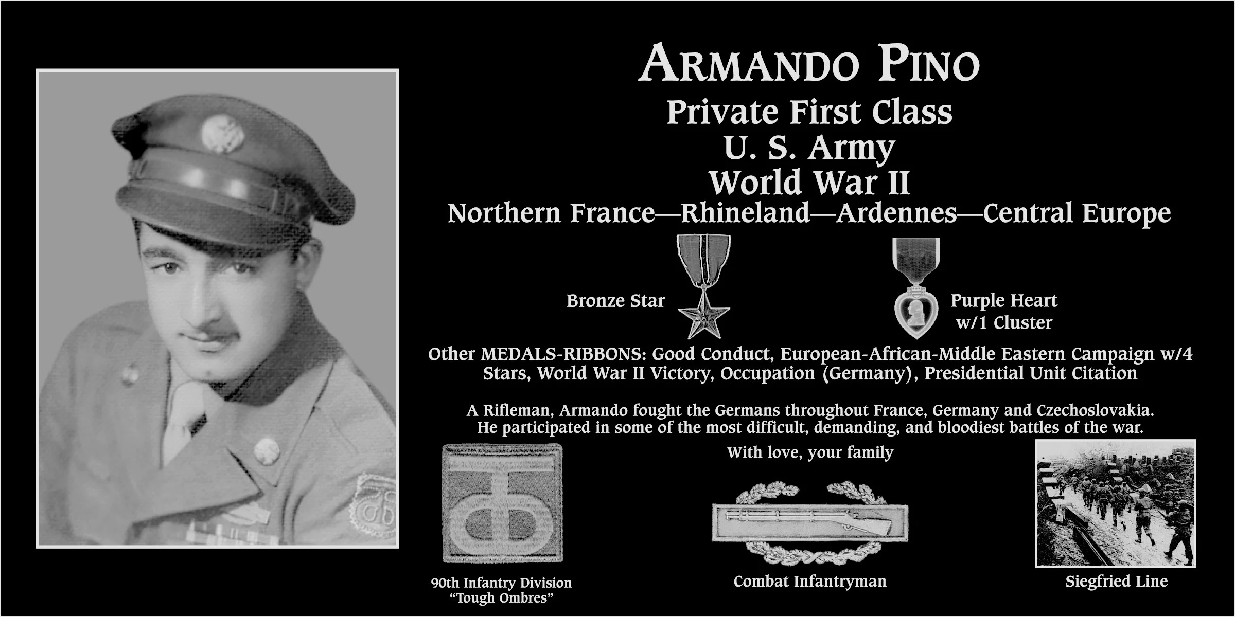 Private First Class Armando Pino Mt. Soledad Virtual Plaque