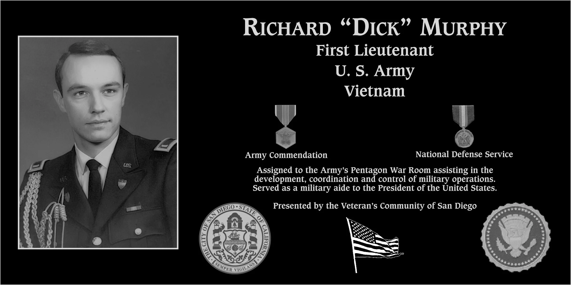 First Lieutenant Richard Murphy | Mt. Soledad Virtual Plaque