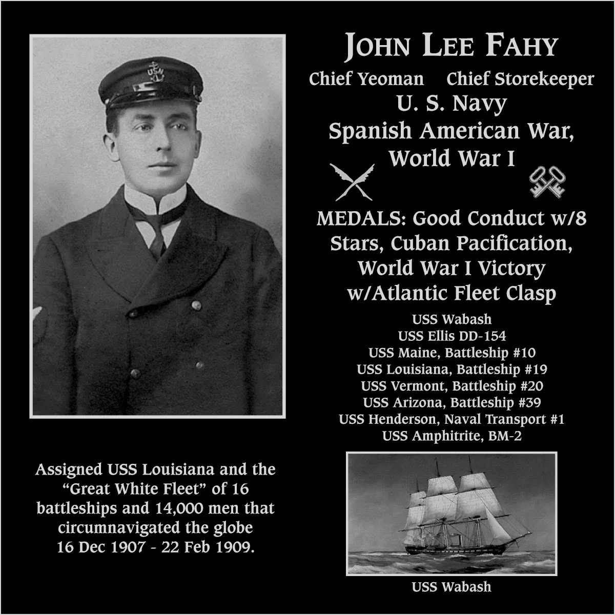 Chief Petty Officer John Lee Fahy | Mt. Soledad Virtual Plaque