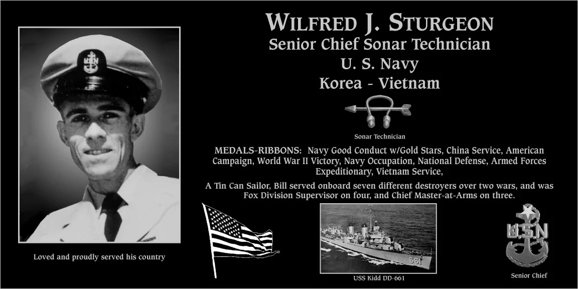 Senior Chief Petty Officer Wilfred J Sturgeon | Mt. Soledad Virtual Plaque