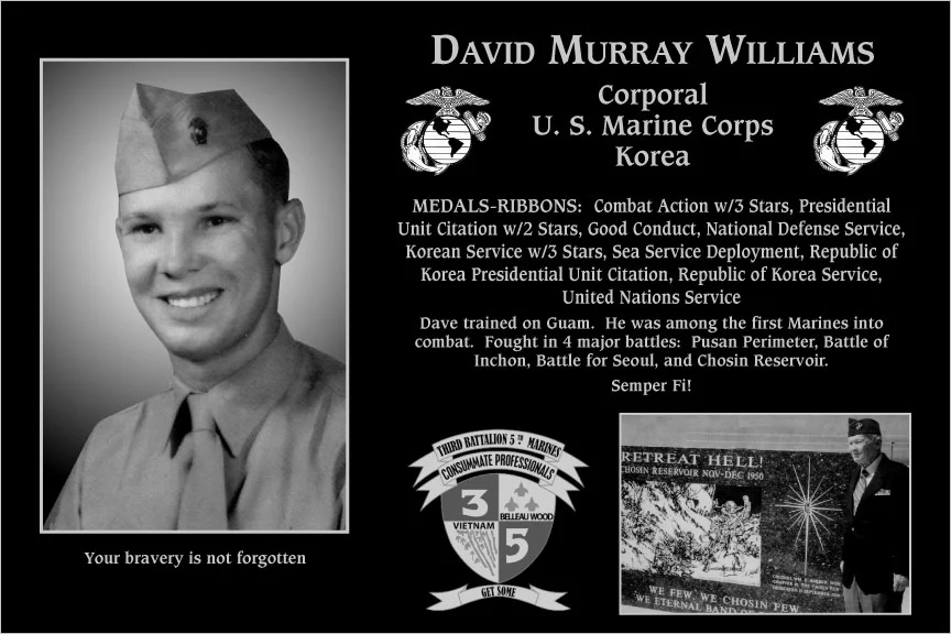 Lance Corporal David Murray Williams | Mt. Soledad Virtual Plaque