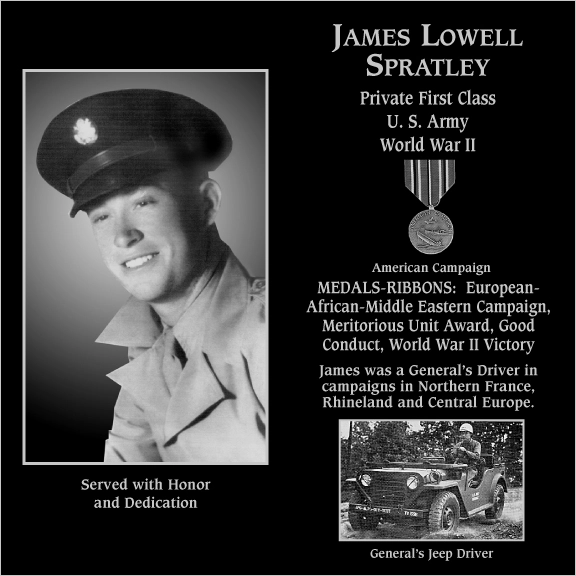 Private First Class James Lowell Spratley | Mt. Soledad Virtual Plaque