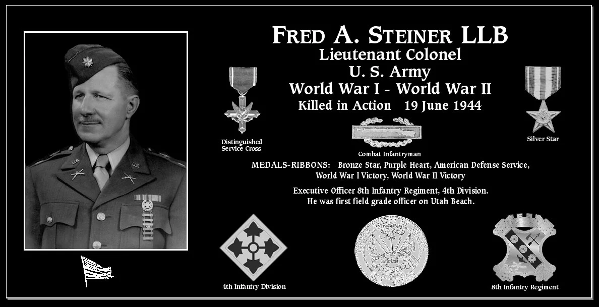 Lieutenant Colonel Fred A Steiner | Mt. Soledad Virtual Plaque