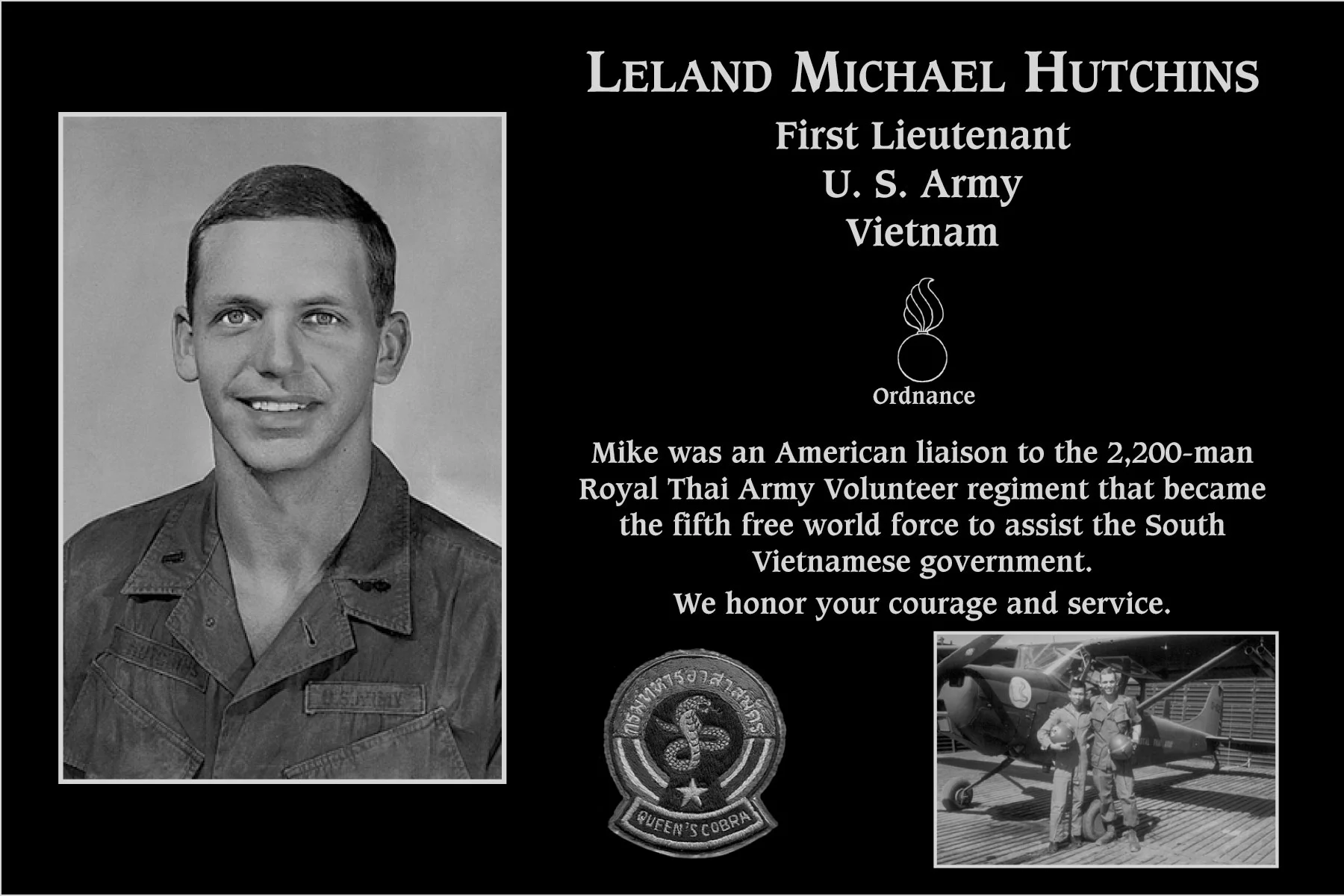 First Lieutenant Leland Michael Hutchins | Mt. Soledad Virtual Plaque