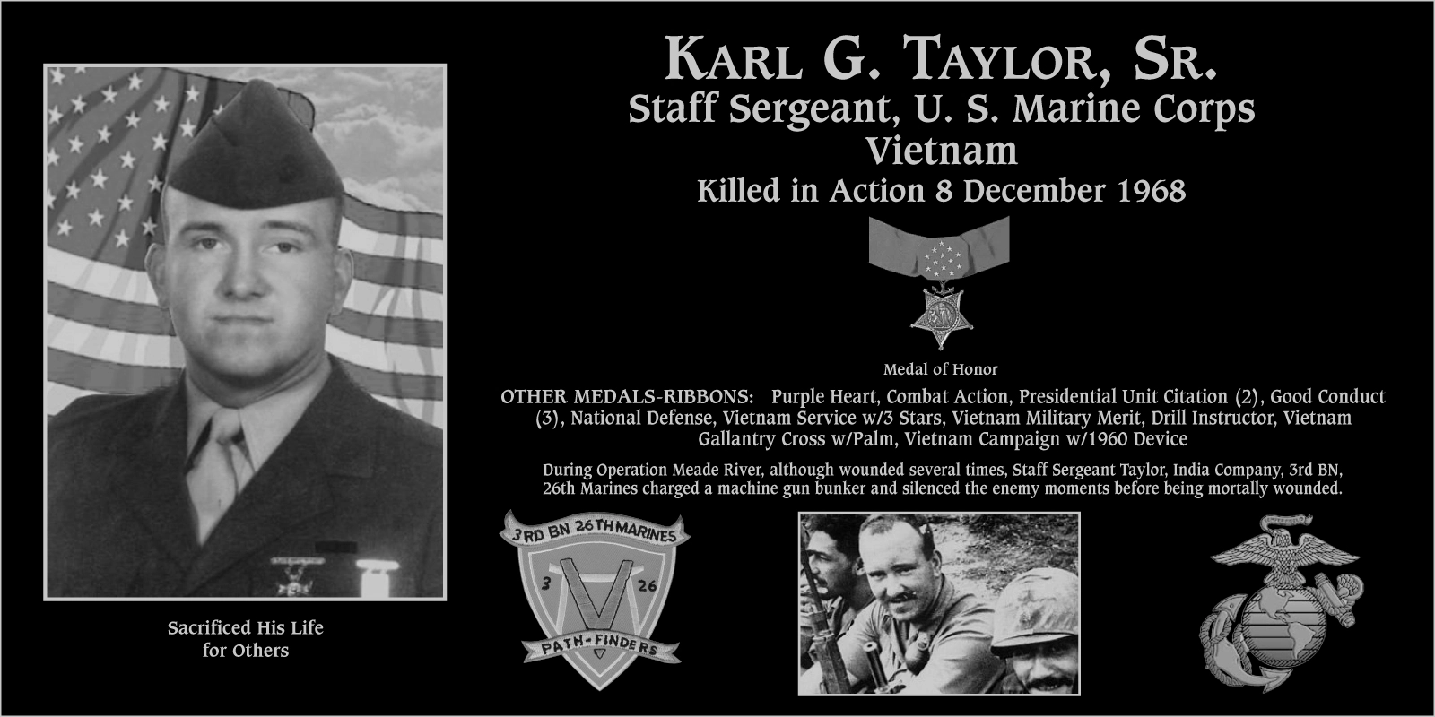 Staff Sergeant Karl G Taylor sr | Mt. Soledad Virtual Plaque