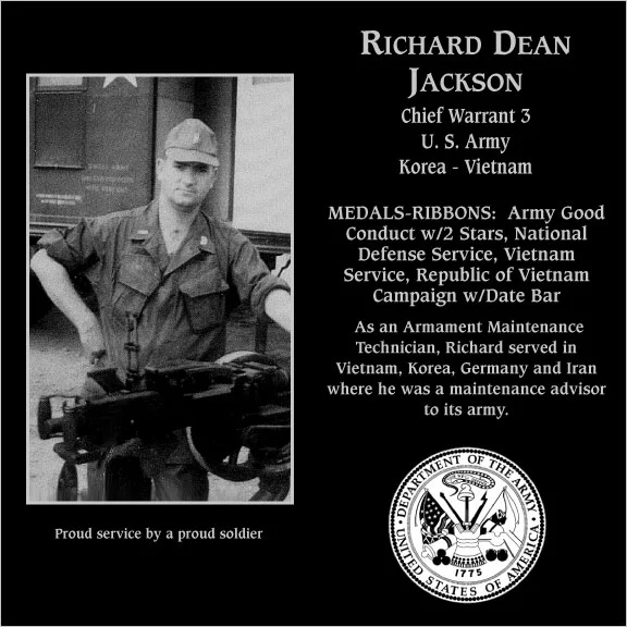 Chief Warrant Officer 3 Richard Dean Jackson | Mt. Soledad Virtual Plaque