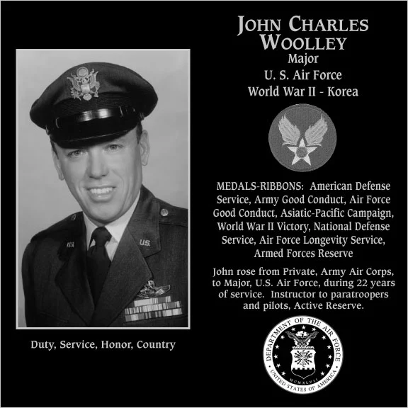Major John Charles Woolley Mt. Soledad Virtual Plaque