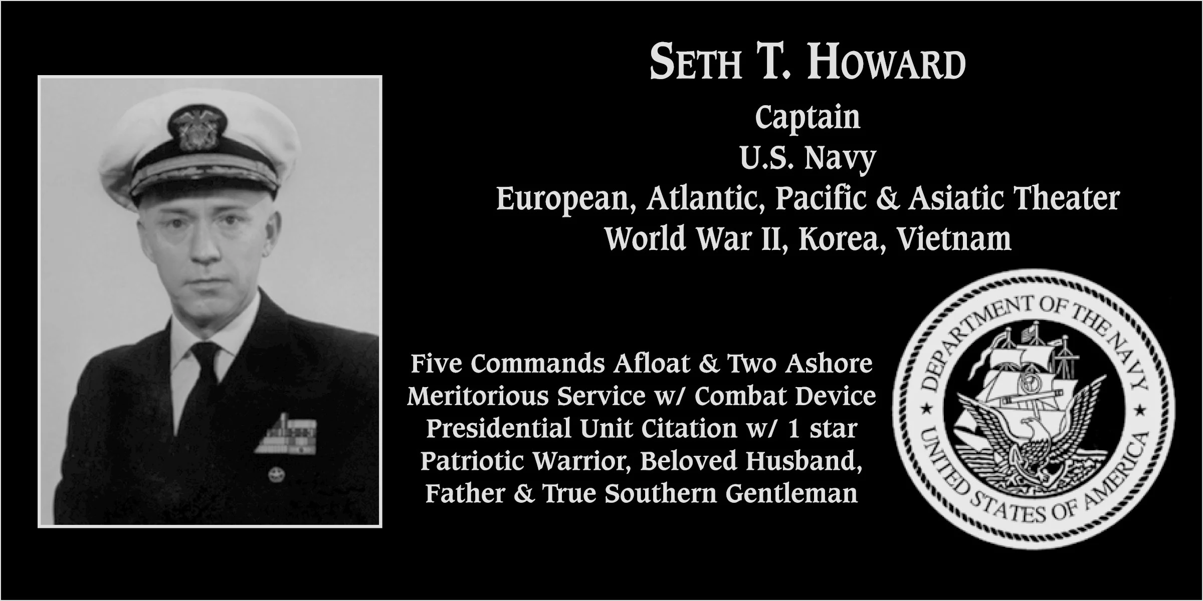 Captain Seth T. Howard | Mt. Soledad Virtual Plaque