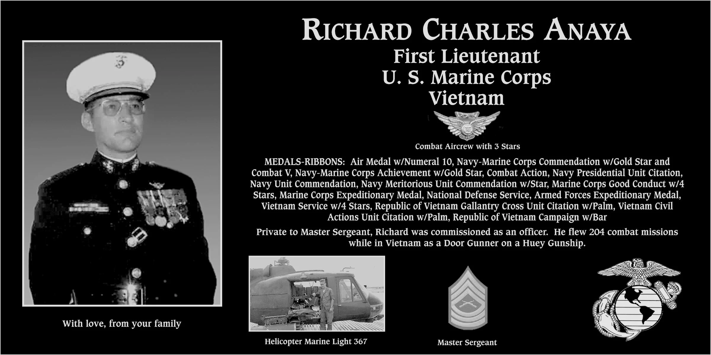 First Lieutenant Richard Charles Anaya | Mt. Soledad Virtual Plaque