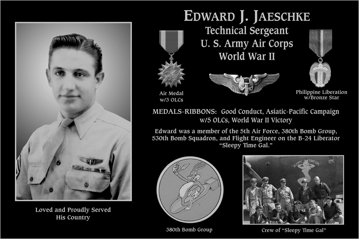 Technical Sergeant Edward J. Jawschke | Mt. Soledad Virtual Plaque