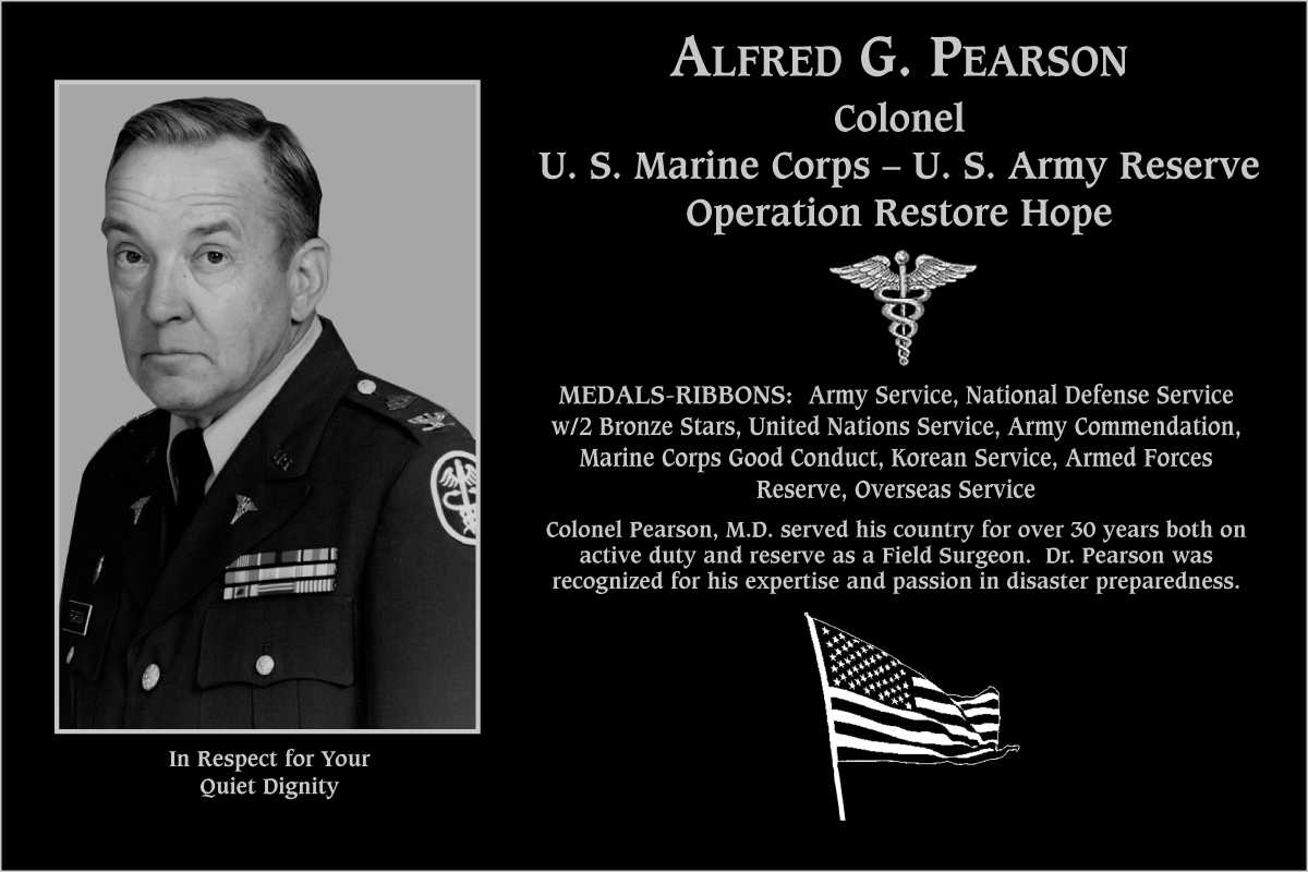 Colonel Alfred G. Pearson | Mt. Soledad Virtual Plaque