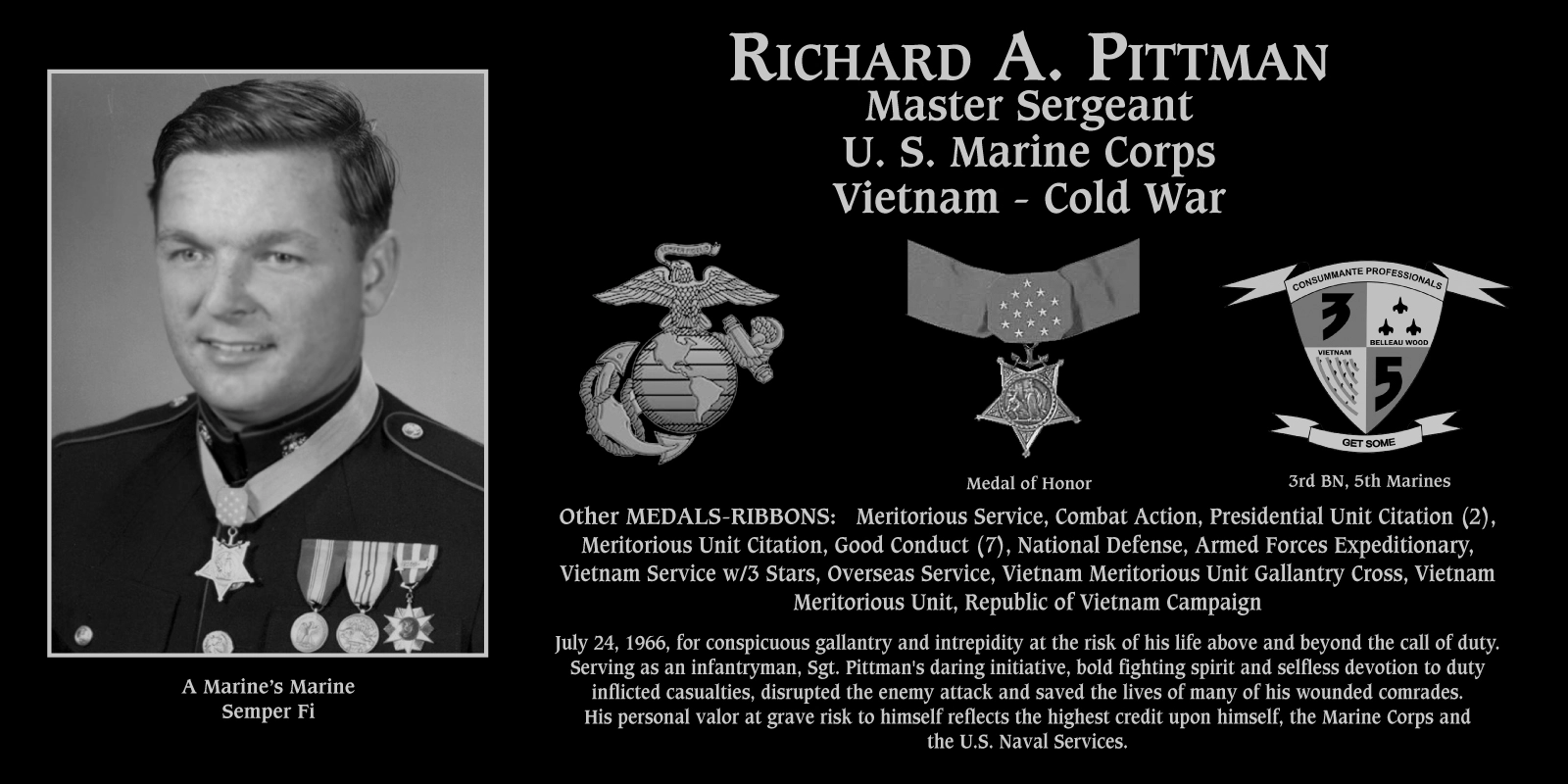 Master Sergeant Richard A. Pittman | Mt. Soledad Virtual Plaque