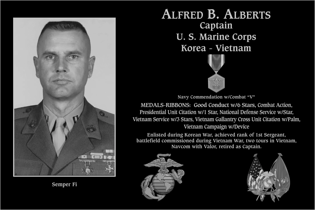 Captain Alred B. Alberts | Mt. Soledad Virtual Plaque