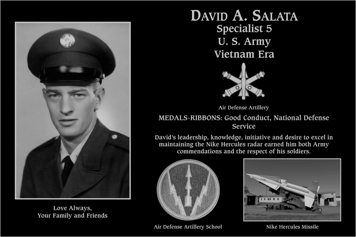 Sergeant David A. Salata | Mt. Soledad Virtual Plaque