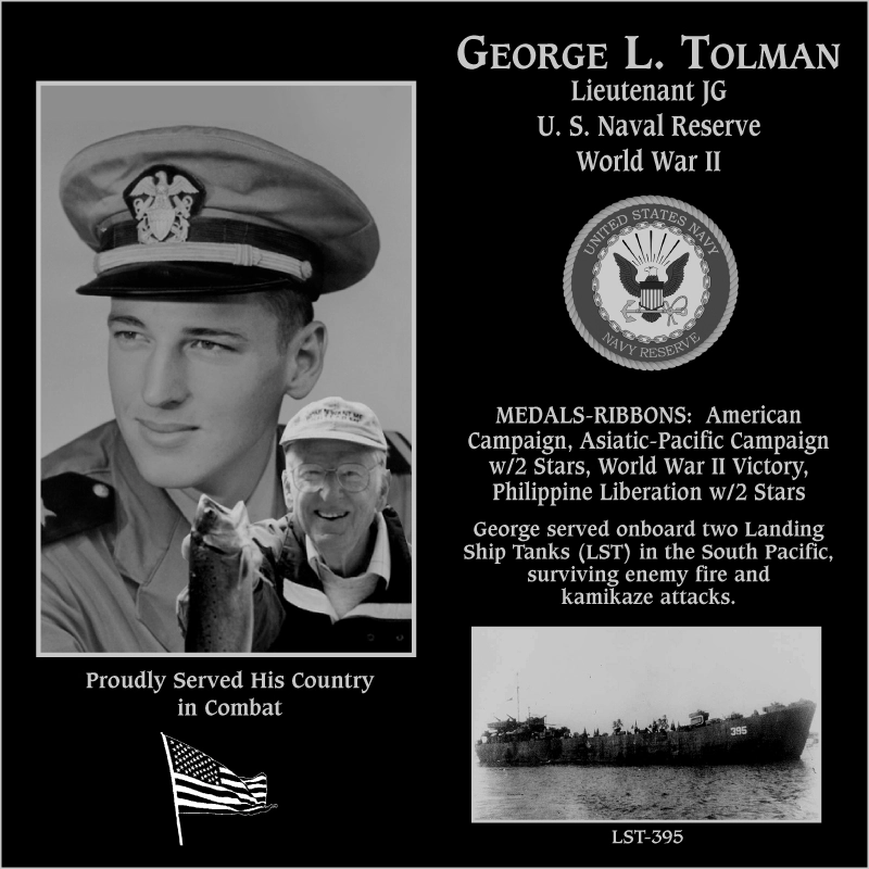 Lieutenant, Junior Grade George L. Tolman | Mt. Soledad Virtual Plaque