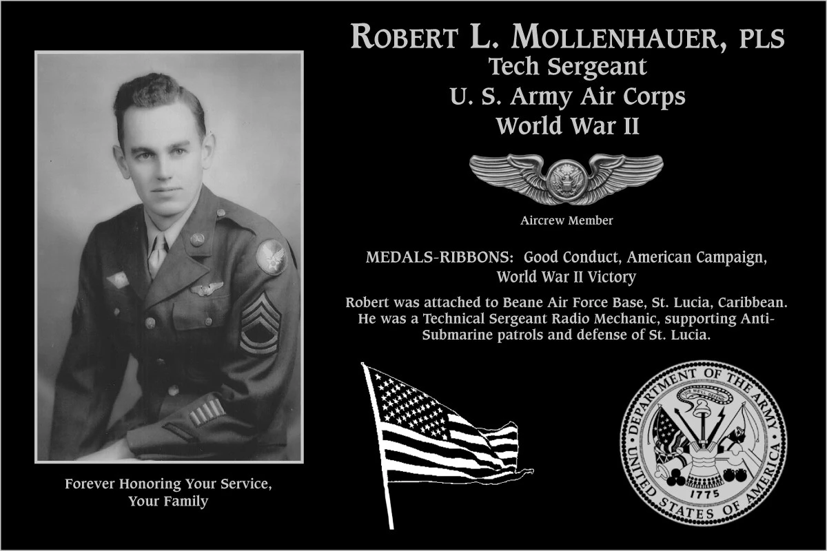 Technical Sergeant Robert L. Mollenhauer | Mt. Soledad Virtual Plaque