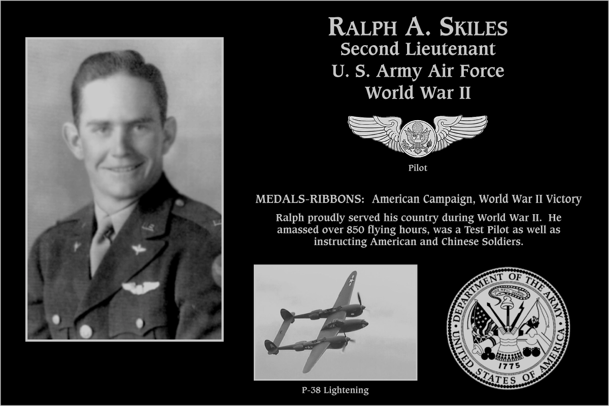 Second Lieutenant Ralph A. Skiles | Mt. Soledad Virtual Plaque