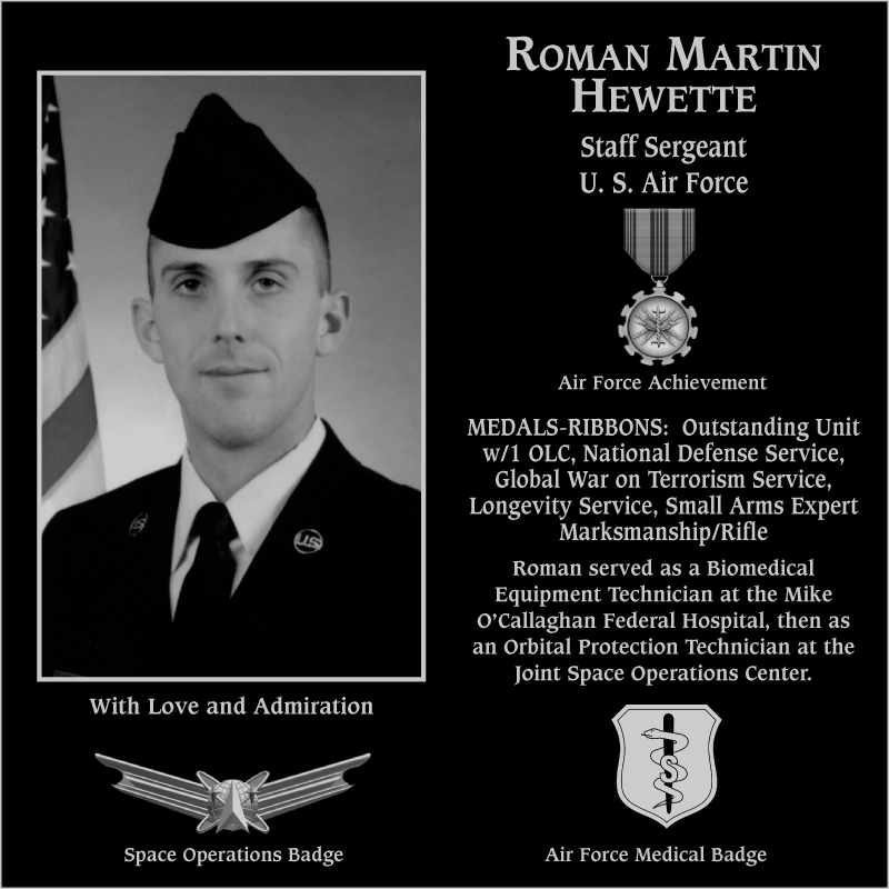 Staff Sergeant Roman Martin Hewette | Mt. Soledad Virtual Plaque