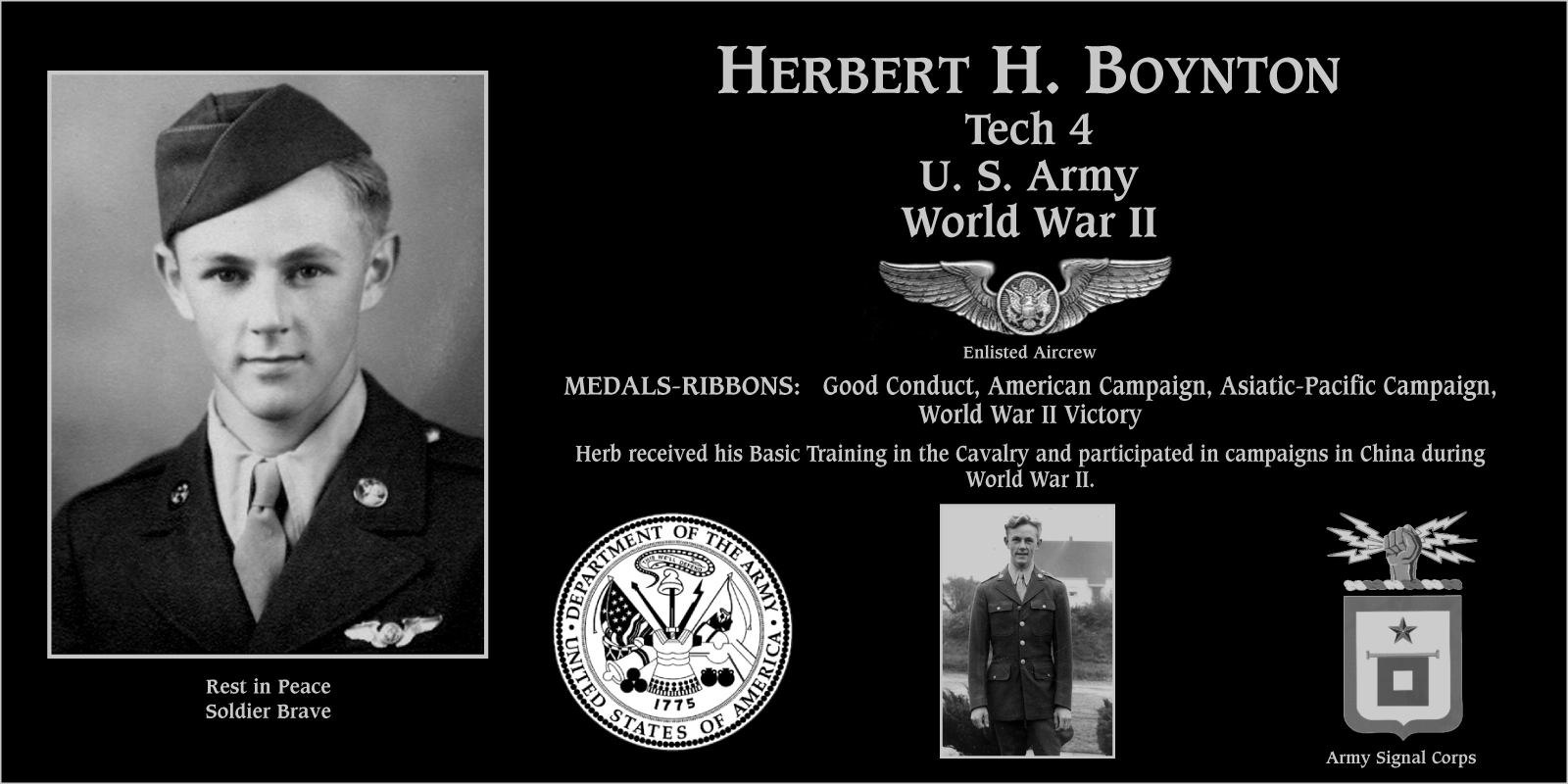 Sergeant Herbert H. Boynton | Mt. Soledad Virtual Plaque