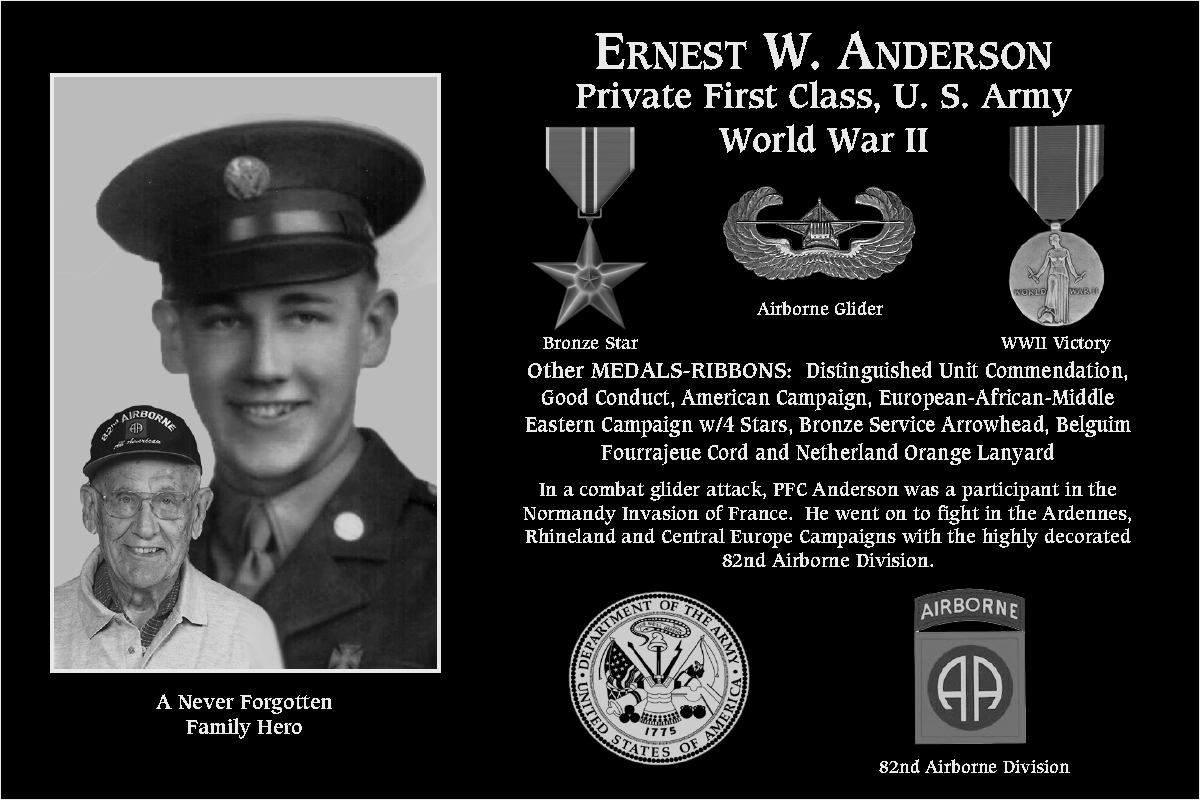 Private First Class Ernest W. Anderson | Mt. Soledad Virtual Plaque