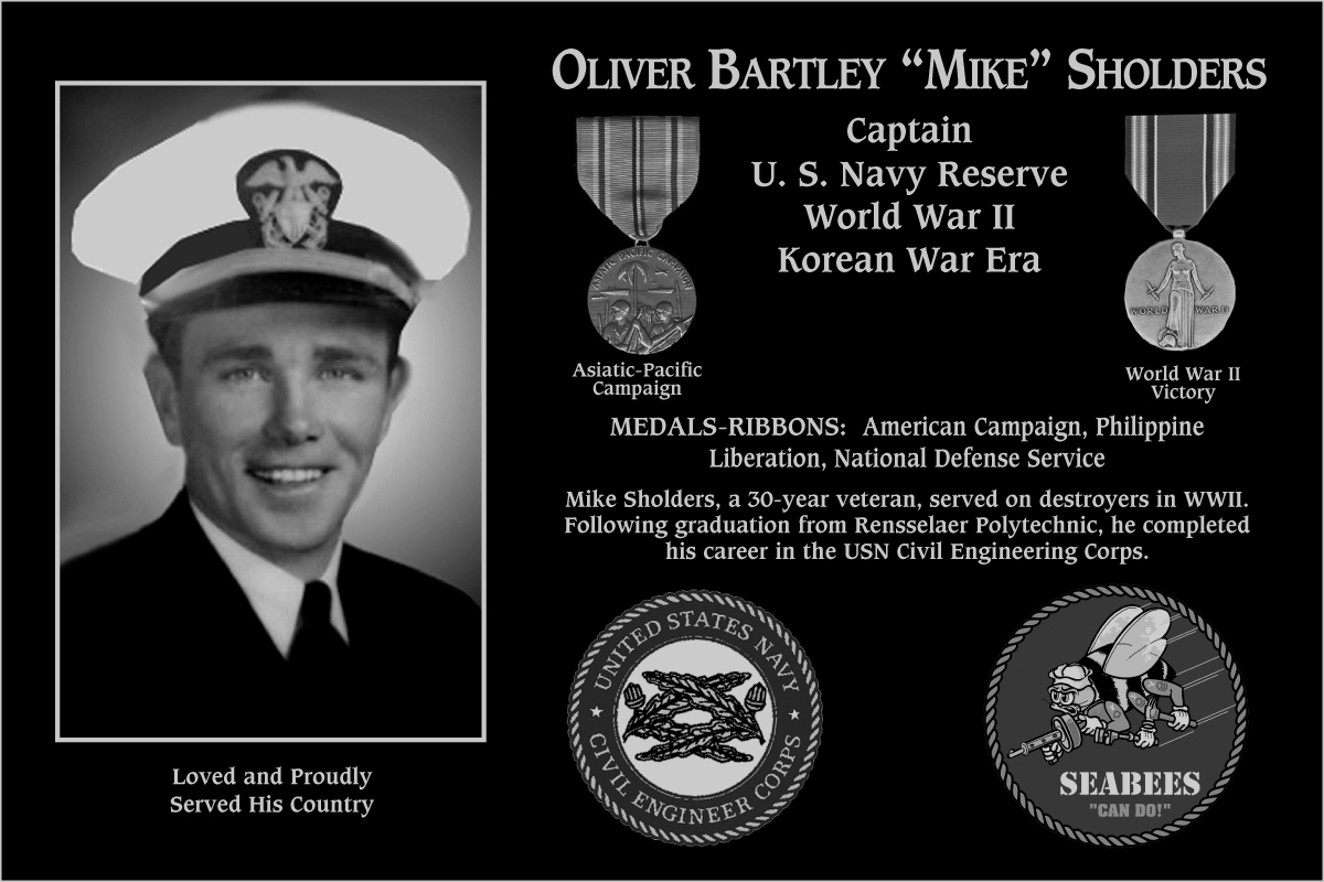 Captain Oliver Bartley Sholders | Mt. Soledad Virtual Plaque