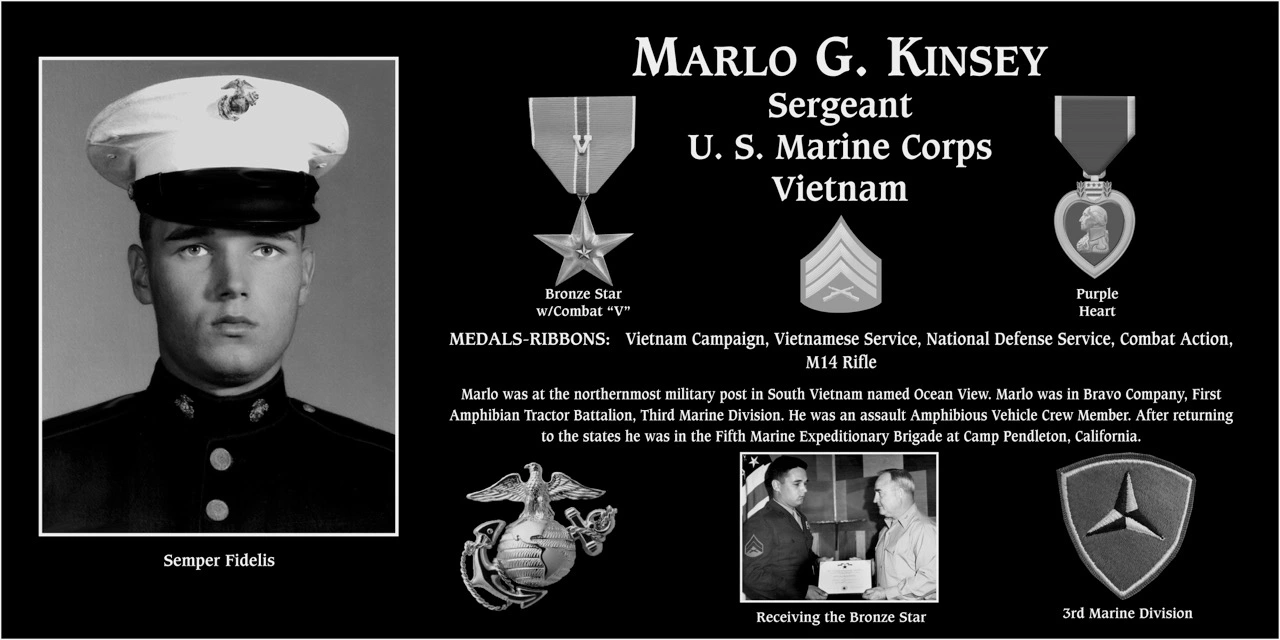 Sergeant Marlo G. Kinsey | Mt. Soledad Virtual Plaque