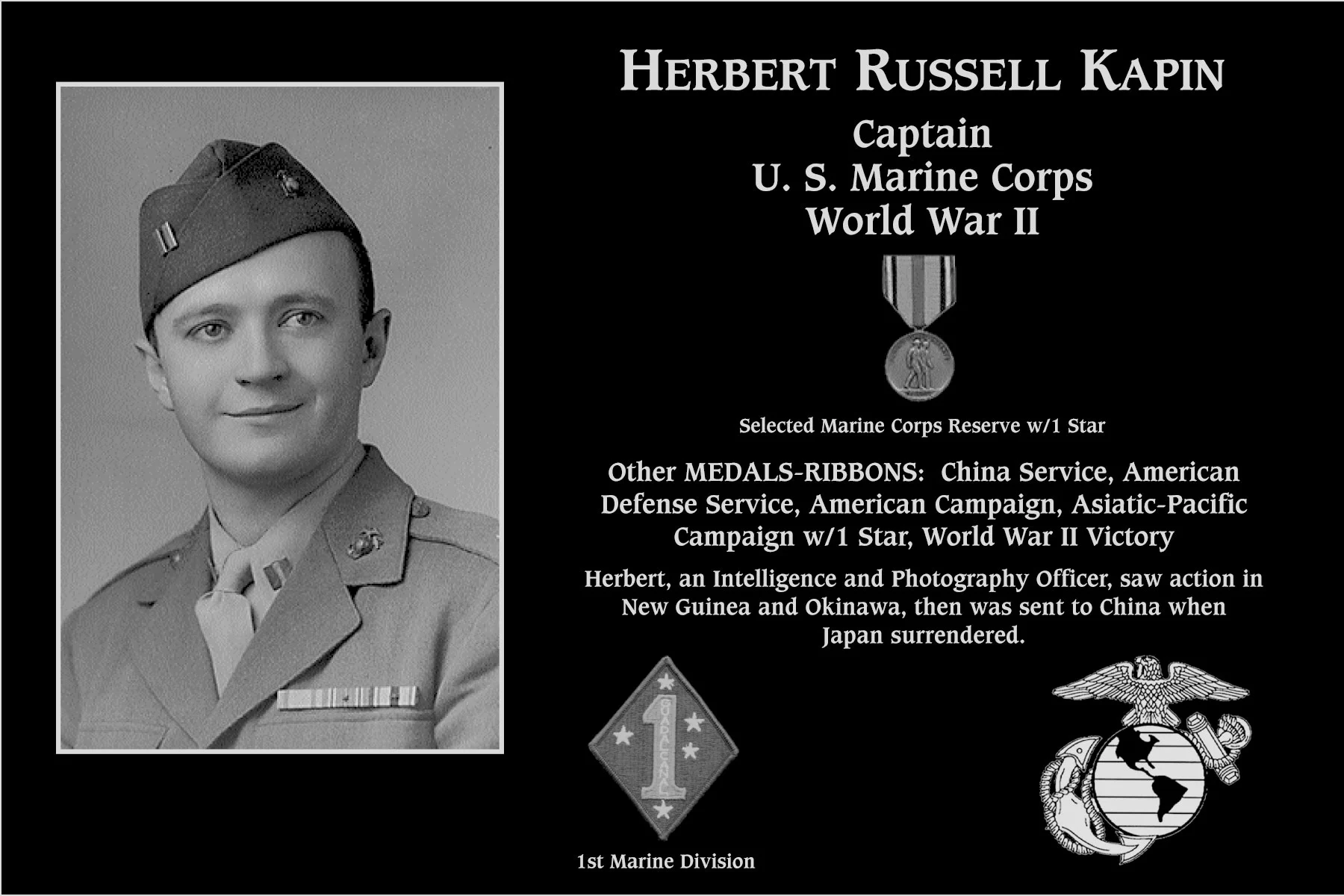 Captain Herbert Russell Kapin | Mt. Soledad Virtual Plaque