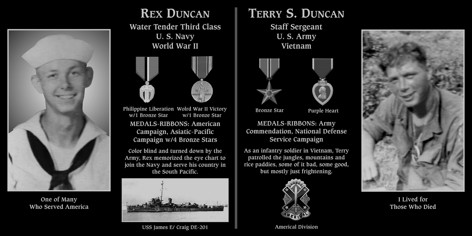 Petty Officer Third Class Rex Duncan | Mt. Soledad Virtual Plaque