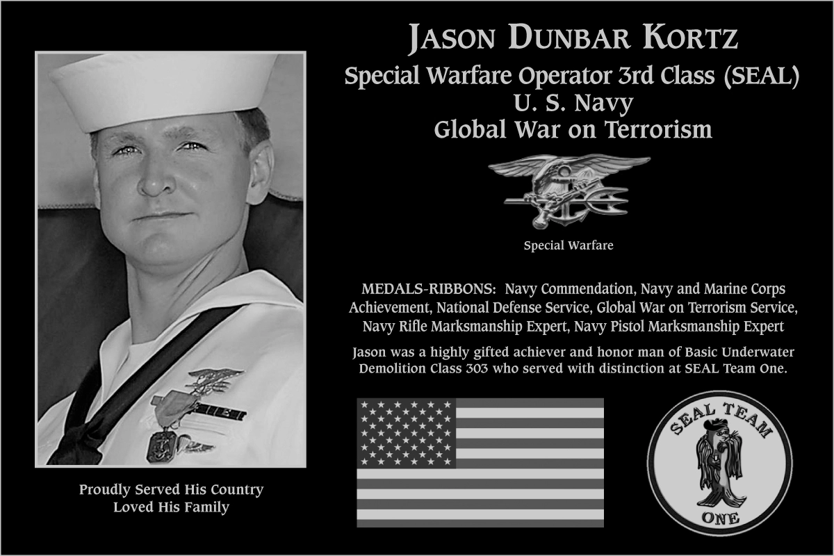 Petty Officer Third Class Jason Dunbar Kortz | Mt. Soledad Virtual Plaque