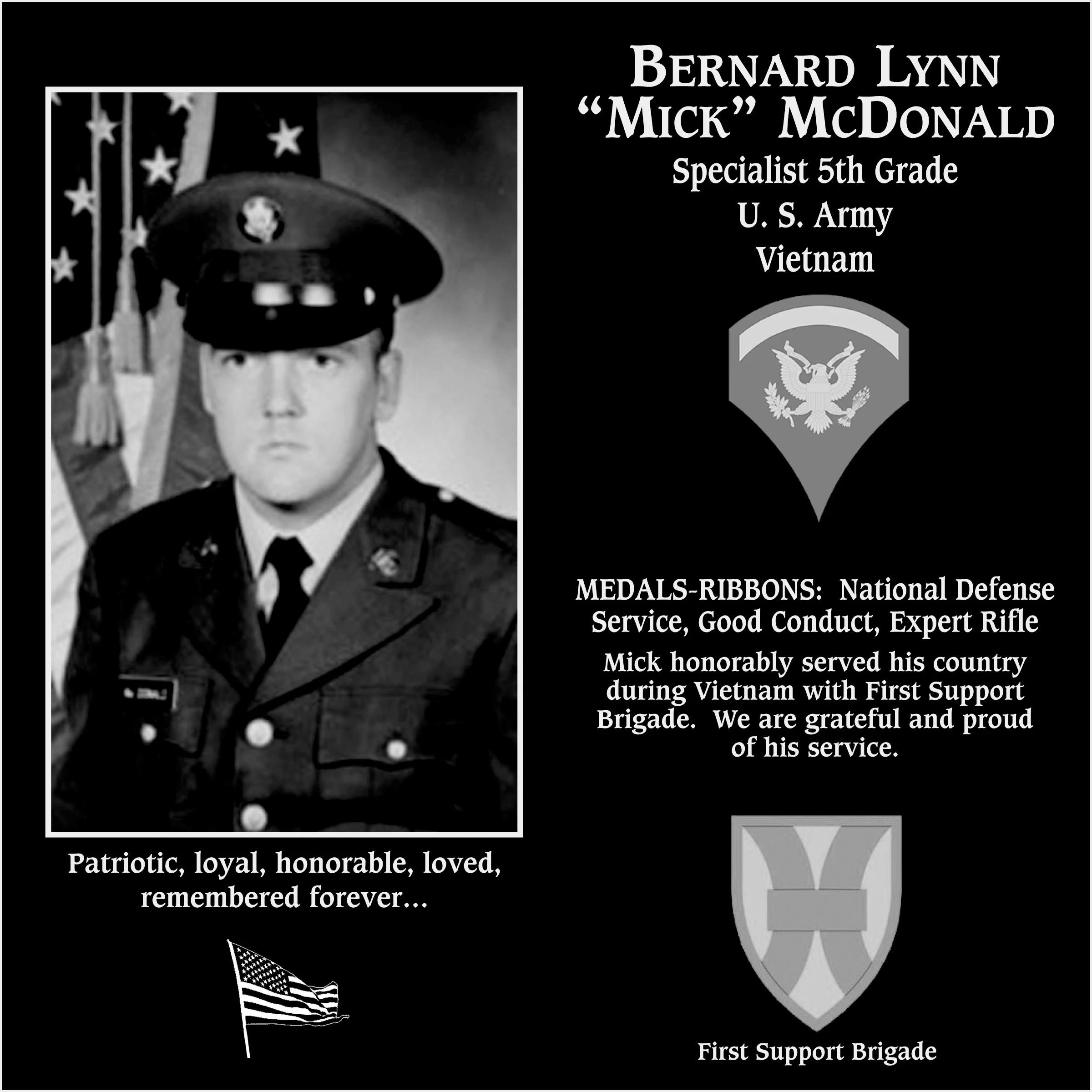 Corporal Bernard Lynn McDonald | Mt. Soledad Virtual Plaque