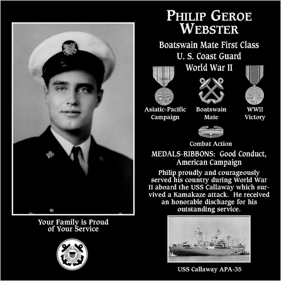 Petty Officer First Class Philip Geroe Webster | Mt. Soledad Virtual Plaque