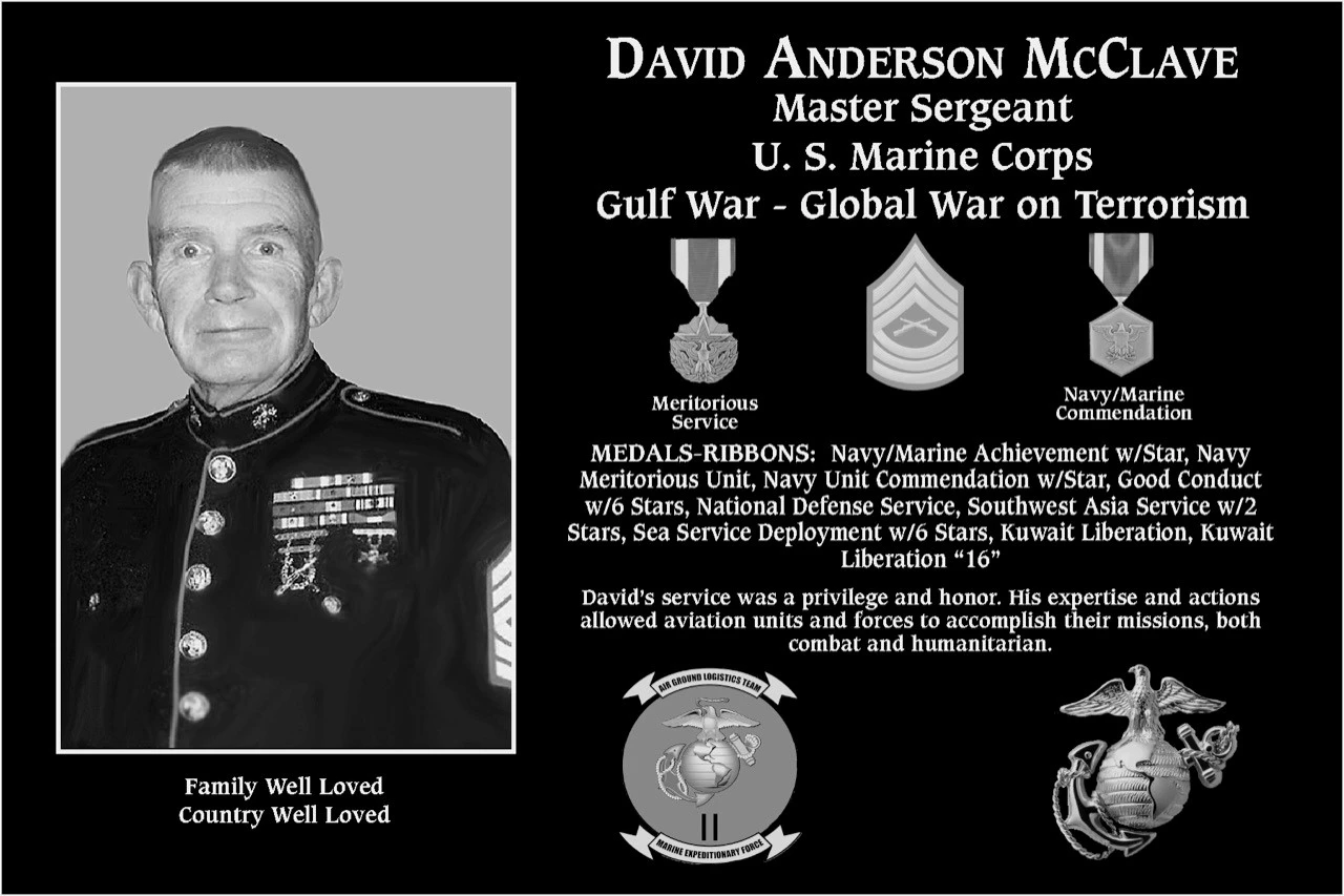 Master Sergeant David Anderson McClave | Mt. Soledad Virtual Plaque