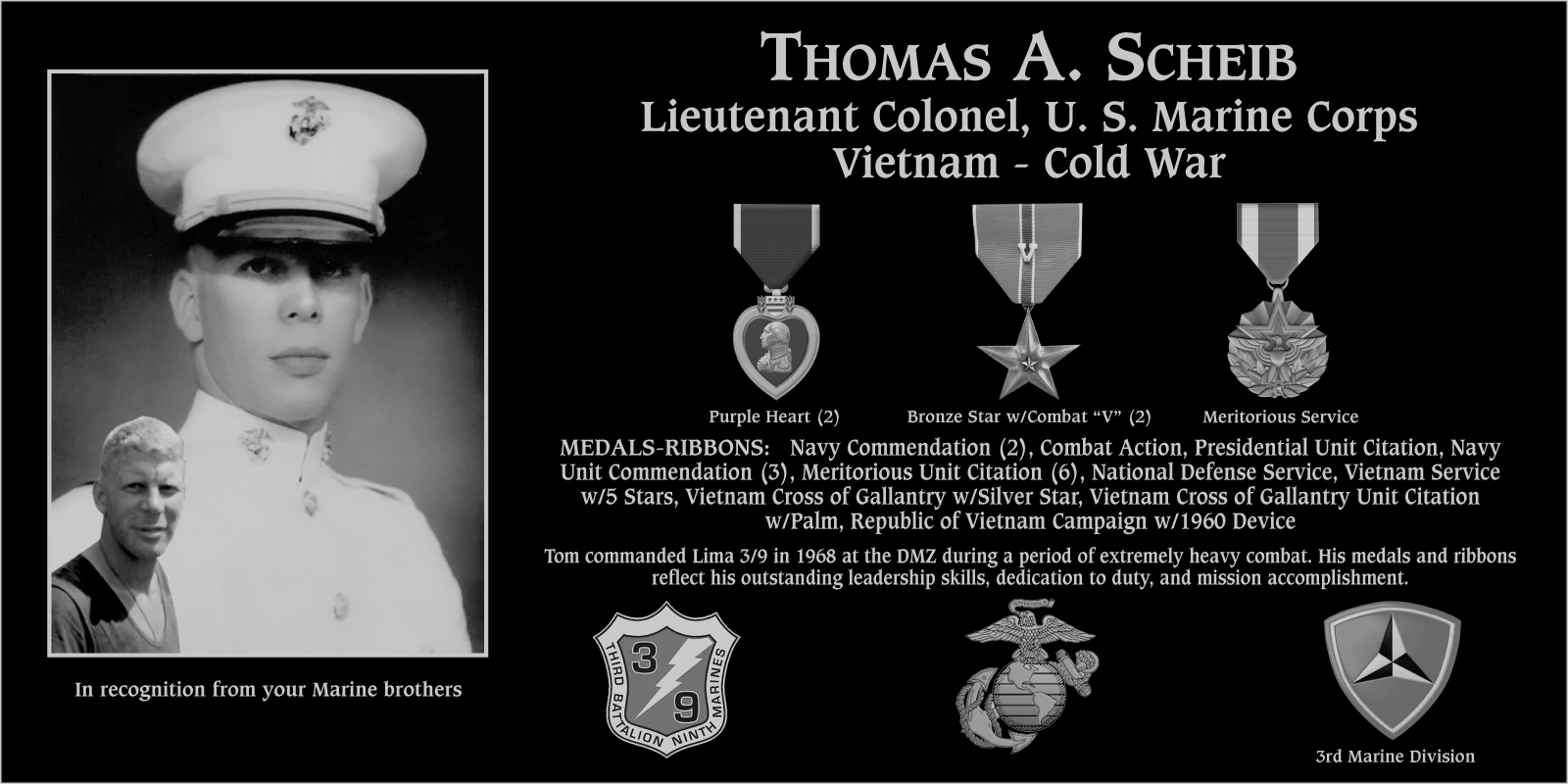 Lieutenant Colonel Thomas A. Scheib | Mt. Soledad Virtual Plaque