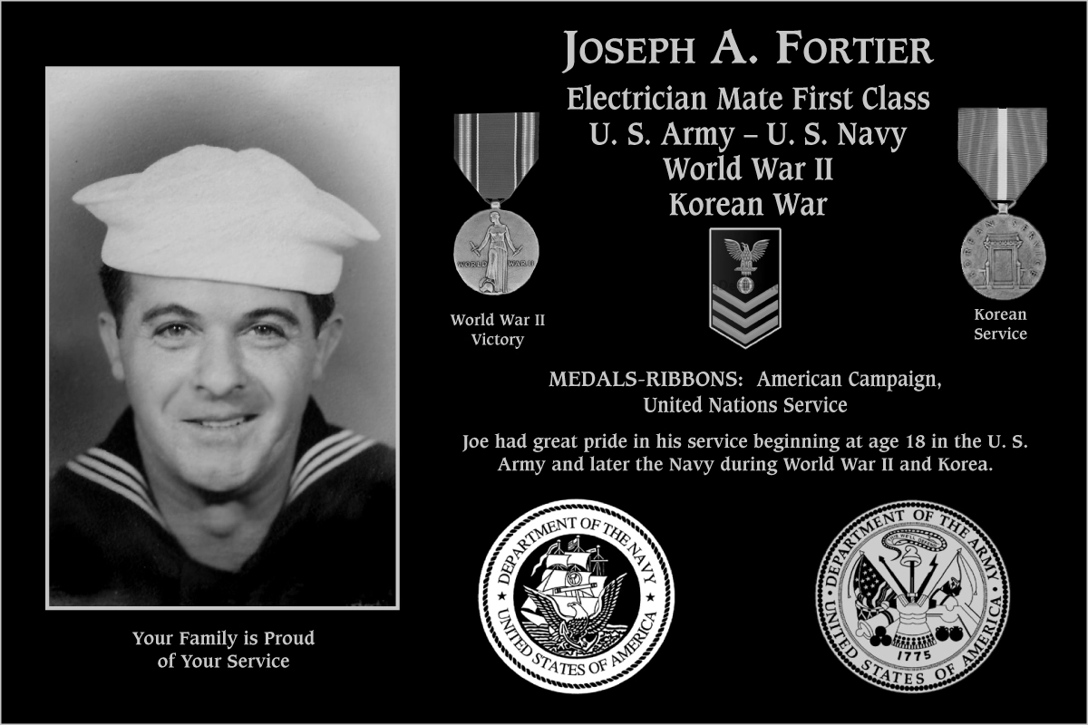 Petty Officer First Class Joseph A. Fortier | Mt. Soledad Virtual Plaque