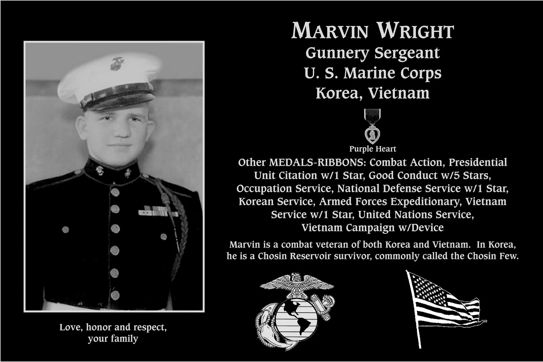 Gunnery Sergeant Marvin Wright | Mt. Soledad Virtual Plaque