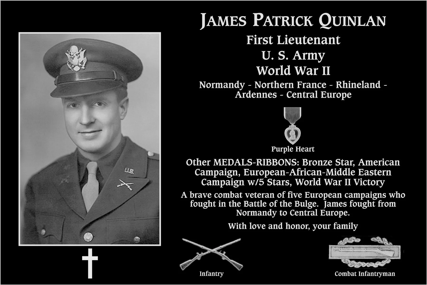 First Lieutenant James Patrick Quinlan | Mt. Soledad Virtual Plaque