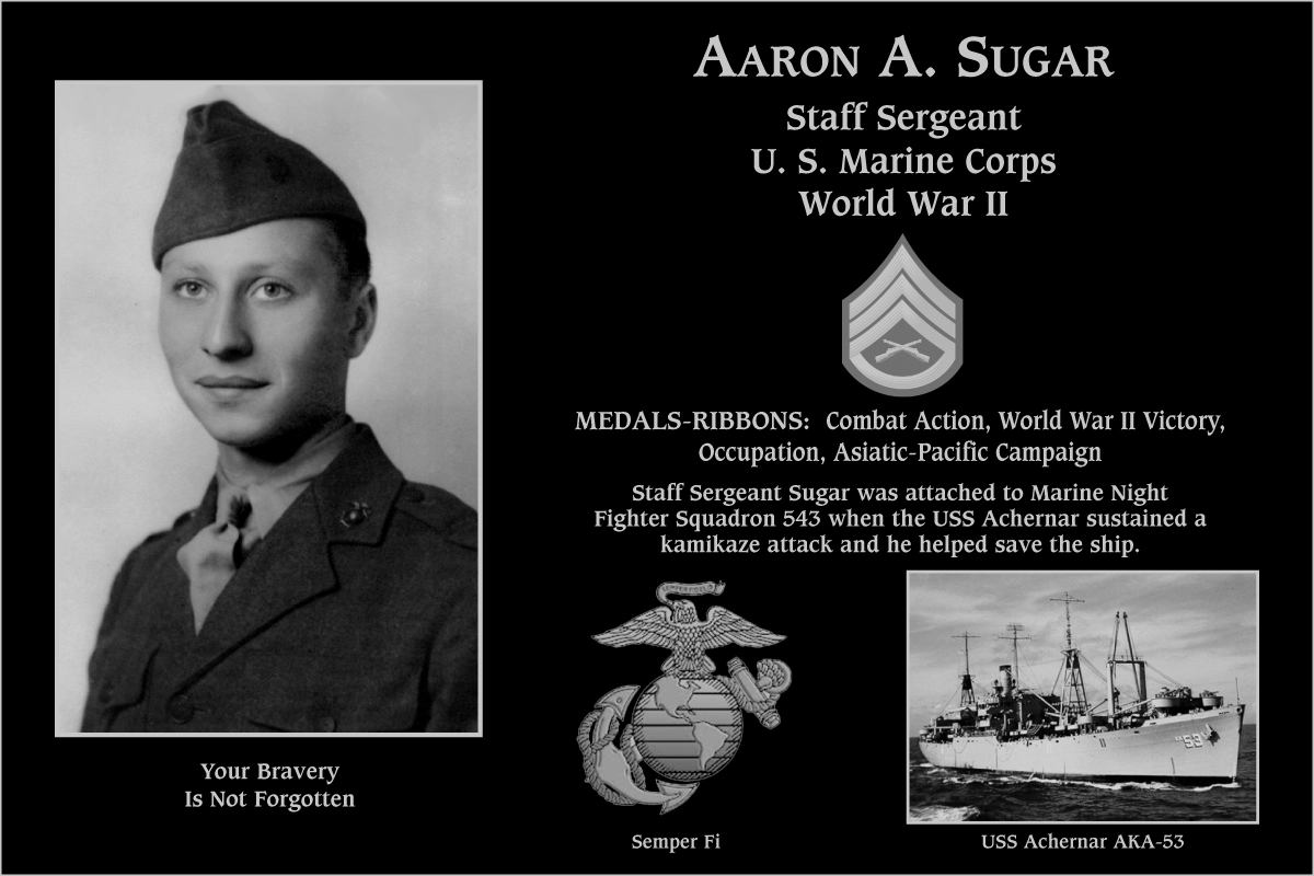 Staff Sergeant Aaron A Sugar | Mt. Soledad Virtual Plaque