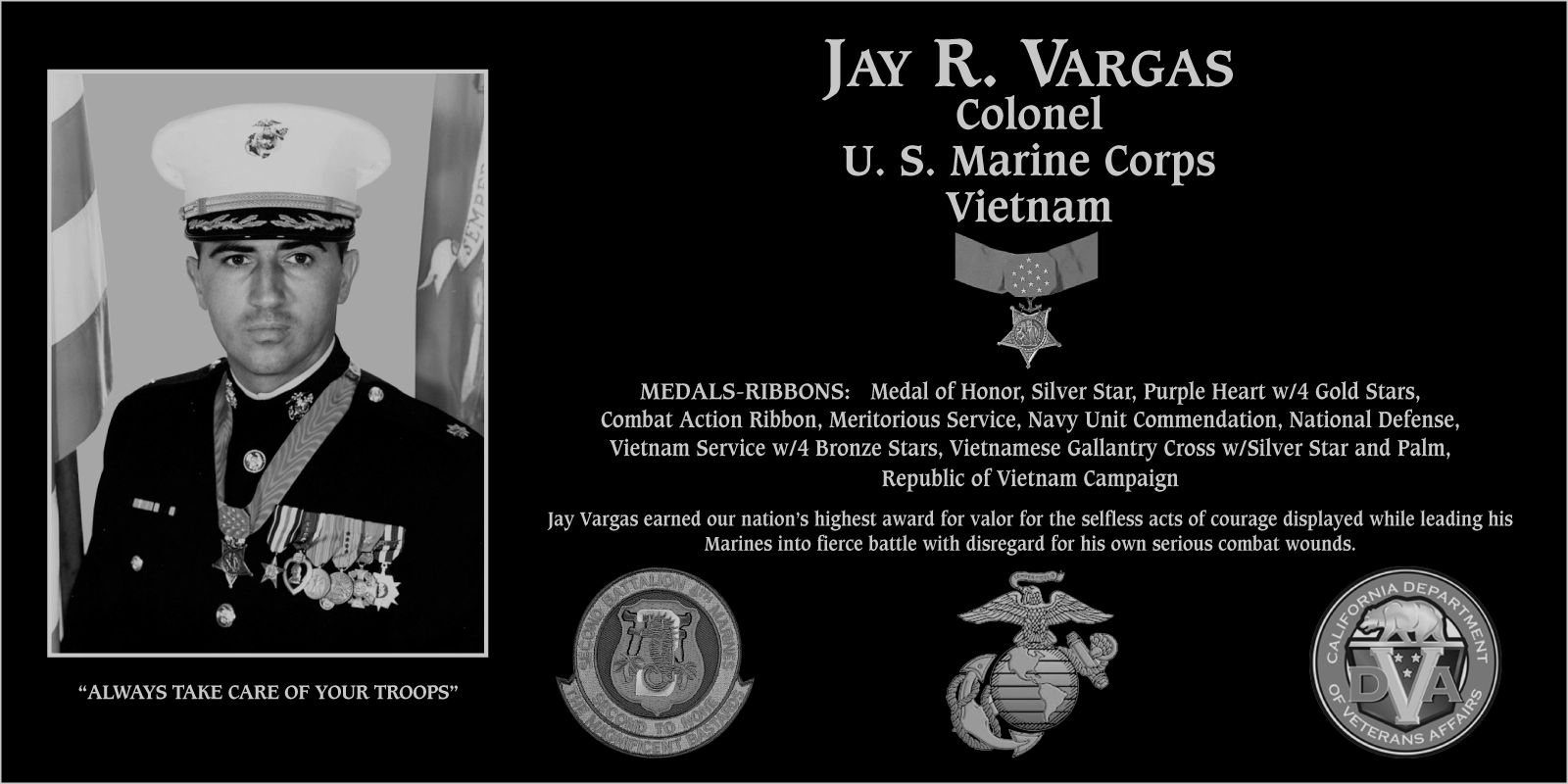 Colonel Jay R Vargas | Mt. Soledad Virtual Plaque