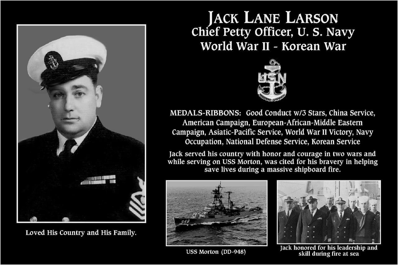 Chief Petty Officer Jack Lane Larson | Mt. Soledad Virtual Plaque