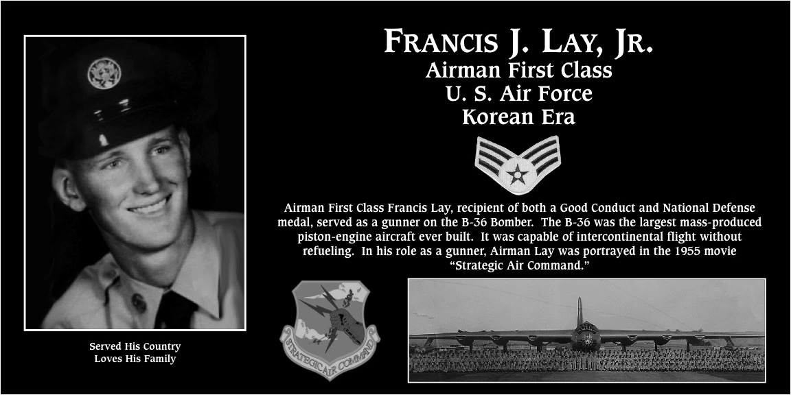 Airman First Class Francis J. Lay, Jr. | Mt. Soledad Virtual Plaque