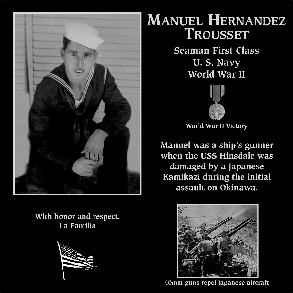 Seamanairmanfireman Manuel Hernandez Trousset Mt Soledad Virtual Plaque