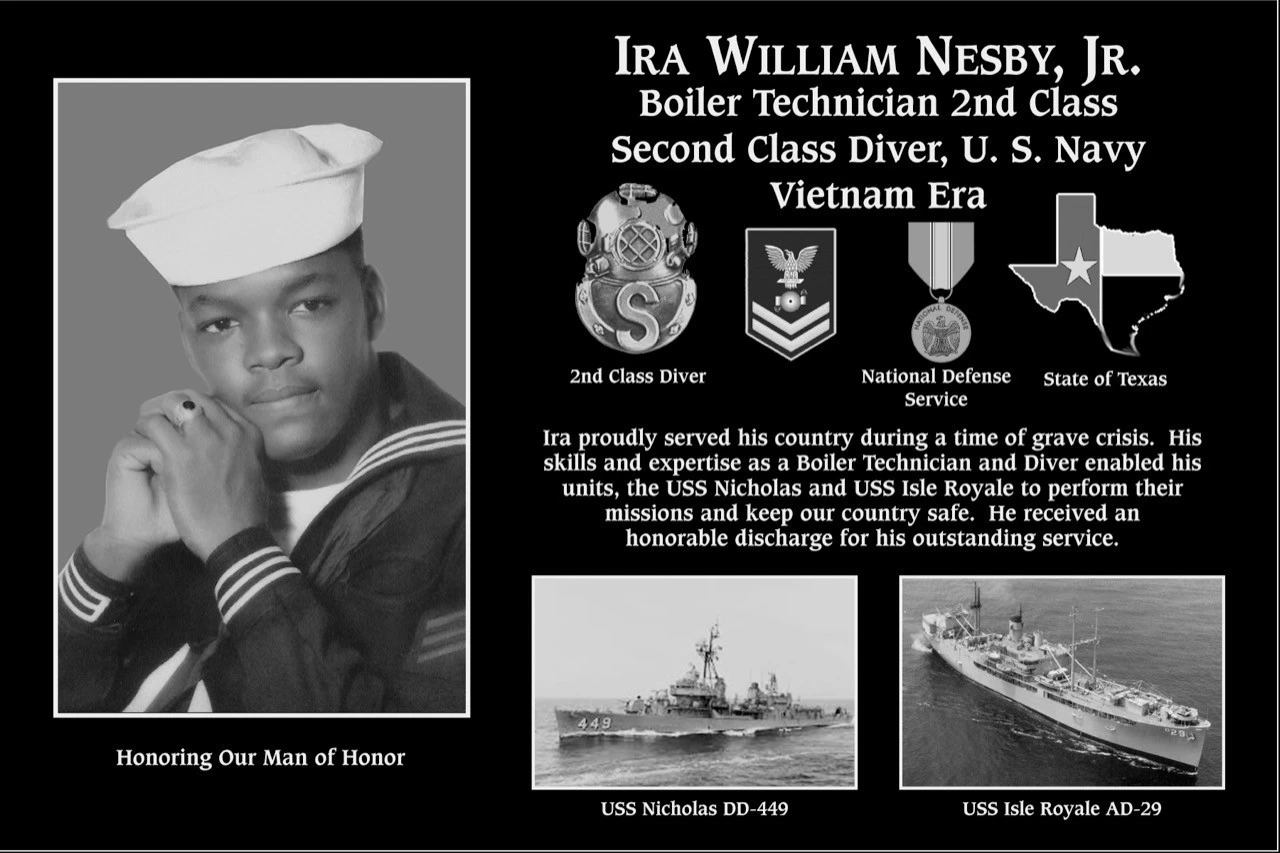 Petty Officer Second Class Ira William Nesby jr | Mt. Soledad Virtual ...