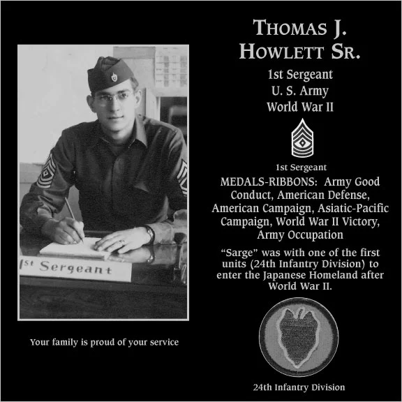 First Sergeant Thomas J Howlett sr | Mt. Soledad Virtual Plaque